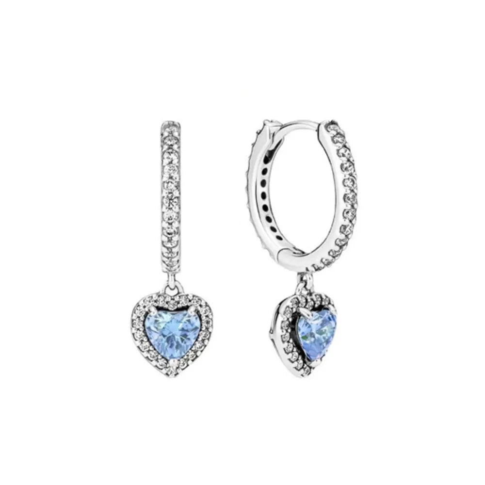 European New S925 Silver Zircon Heart-ShapedColored Earrings Suitable For Women's Holiday Exquisite Charm Jewelry Gifts