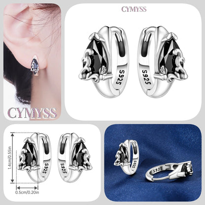 CYMYSS 2025 New 925 Sterling Silver Classic Hollow-out Versatile Hoop Earrings for Women Fine Jewelry Ideal Birthday Party Gifts