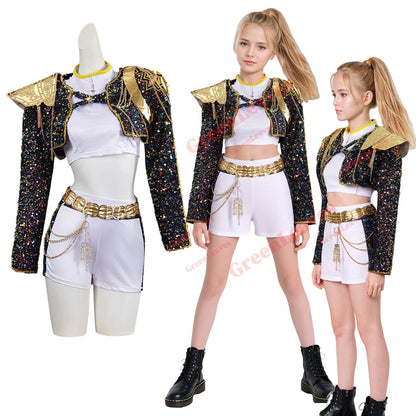 Children Zoey Mira Rumi Demon Hunters Cosplay Costume Kid Girls Disguise Halloween K-POP Group Idol